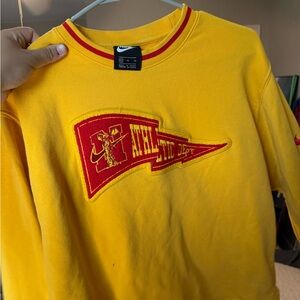 Nike Yellow Sweatshirt with Red Athletic Dept Design